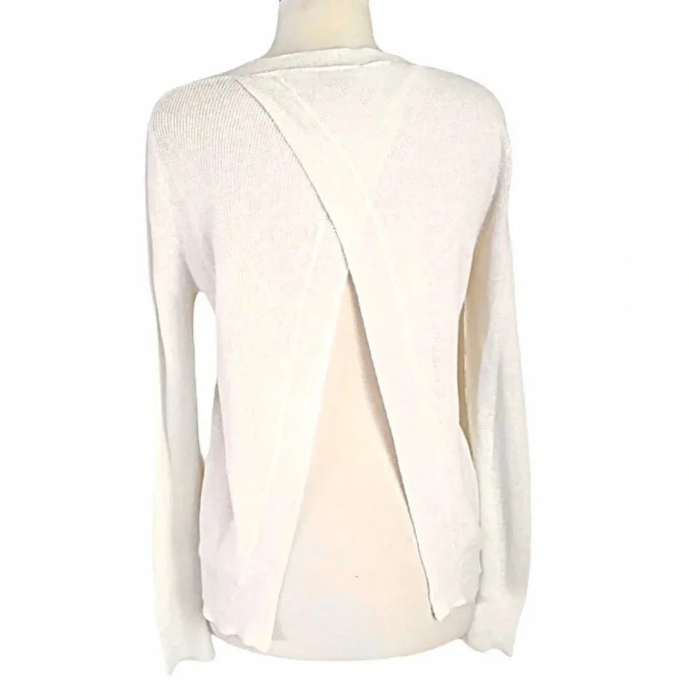 A.L.C. Long Sleeve Sweater Light Casual Split Back Ivory Boho Women's Size S